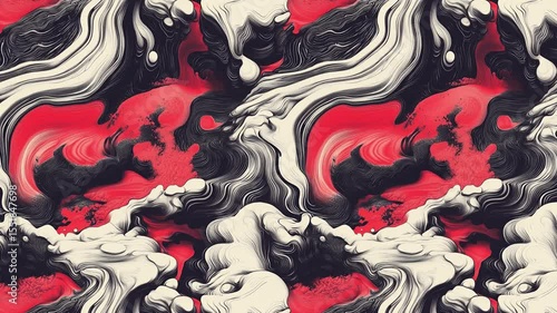 Abstrackter Hintergrund mit schwarz roten Wellen und Wolken