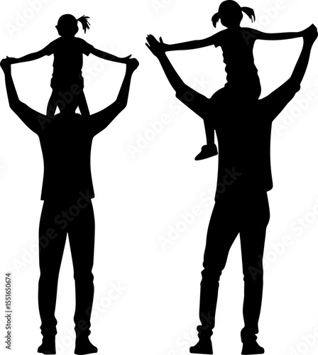 Father and Daughter Enjoying a Piggyback Ride Silhouette