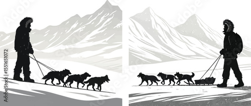 Arctic Explorer with Dog Sled Team - Winter Adventure and Wilderness Expedition