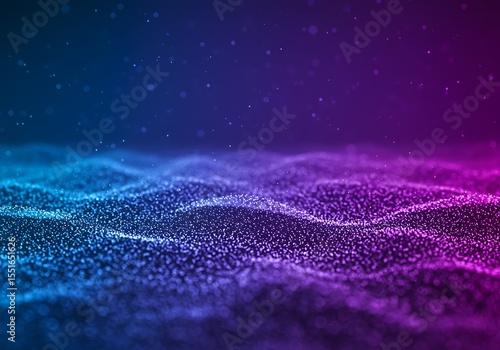 Abstract wave background with blue and purple gradient and particles