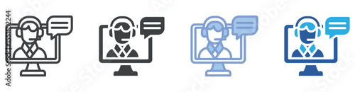 Online Help icon set multiple style collection