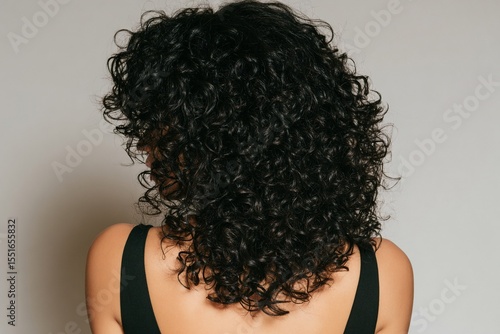 Wallpaper Mural A picture of a beautiful backside with voluminous blackbird curly hair. Generative AI
 Torontodigital.ca