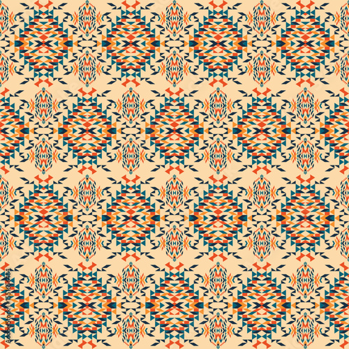 American tribal ethnic native pattern seamless.Traditional Navajo,Aztec,Apache,Southwest and Mexican style fabric pattern.Abstract vector motif pattern.For fabric,clothing,blanket,woven,wrap,decorate.