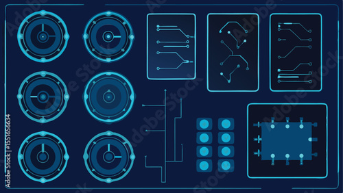 Power Grid Monitoring Hud With Concentric - AI Dashboard Vector
