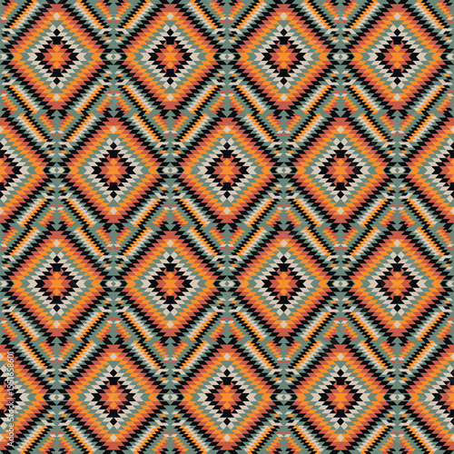 American tribal ethnic native pattern seamless.Traditional Navajo,Aztec,Apache,Southwest and Mexican style fabric pattern.Abstract vector motif pattern.For fabric,clothing,blanket,woven,wrap,decorate.