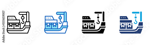Cargo Vessel icon Multi Style Vector Illustration