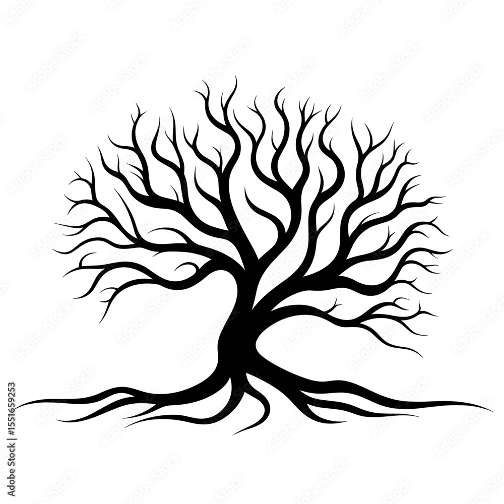Minimalistic tree silhouette in vector art style Minimalistic tree silhouette in vector art style