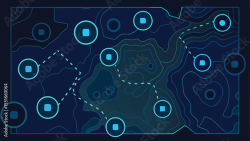Tactical Heads Up Map With Geo - AI Dashboard Vector