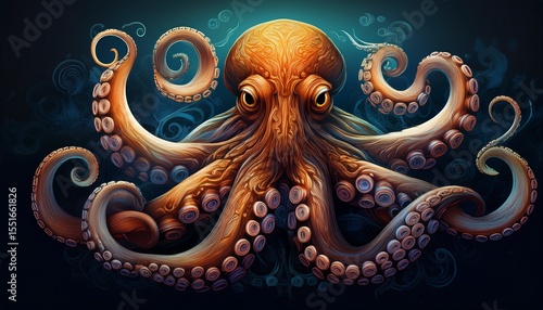 Wallpaper Mural detailed illustration of an octopus with curled tentacles Torontodigital.ca