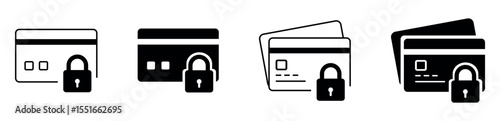 credit card blocked sign icon set. personal finance security and secure payment sign. technology to protect data and funds on  from hacking and theft. vector illustration on transparent background.