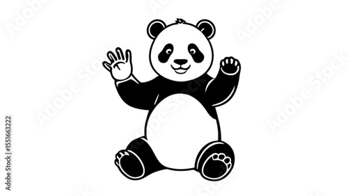 手を振るかわいいパンダ｜Cute Panda Waving Hand