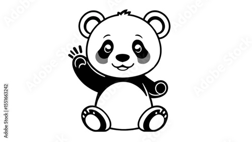 手を振るかわいいパンダ｜Cute Panda Waving Hand