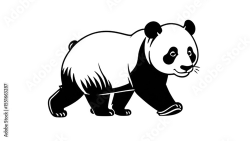 歩いて振り返るパンダのシルエット｜Walking and Looking Back Panda