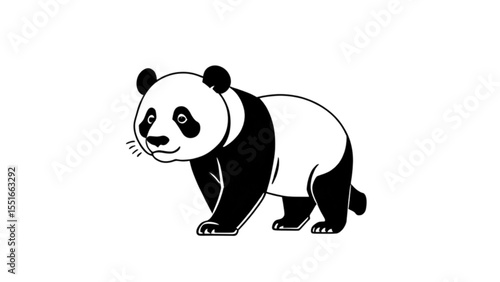 歩いて振り返るパンダのシルエット｜Walking and Looking Back Panda