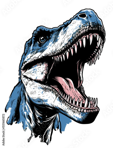 Tyrannosaurus rex dinosaur portrait in vector pop art style