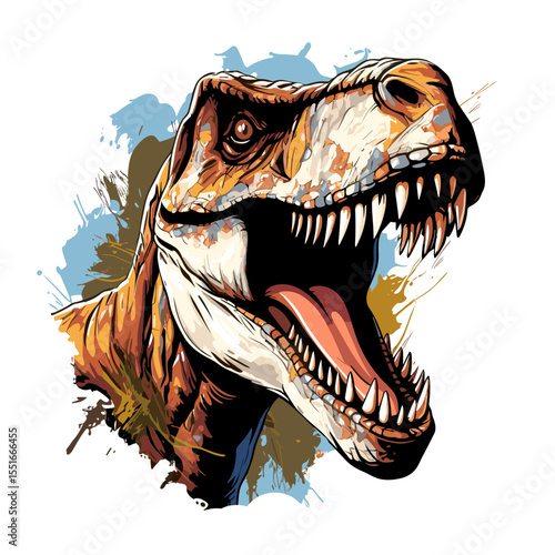 Tyrannosaurus rex in vector art style isolated on white background.