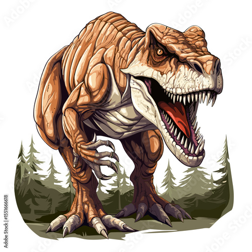 Tyrannosaurus rex in vector art style isolated on white background.
