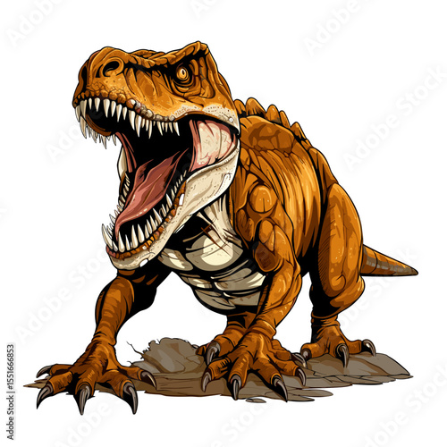 Tyrannosaurus rex in vector art style isolated on white background.
