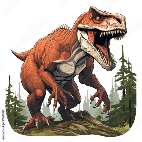 Tyrannosaurus rex in vector art style isolated on white background.