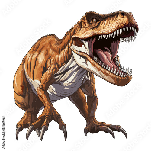 Tyrannosaurus rex in vector art style isolated on white background.