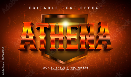 athena 3d vector text effect with modern style design