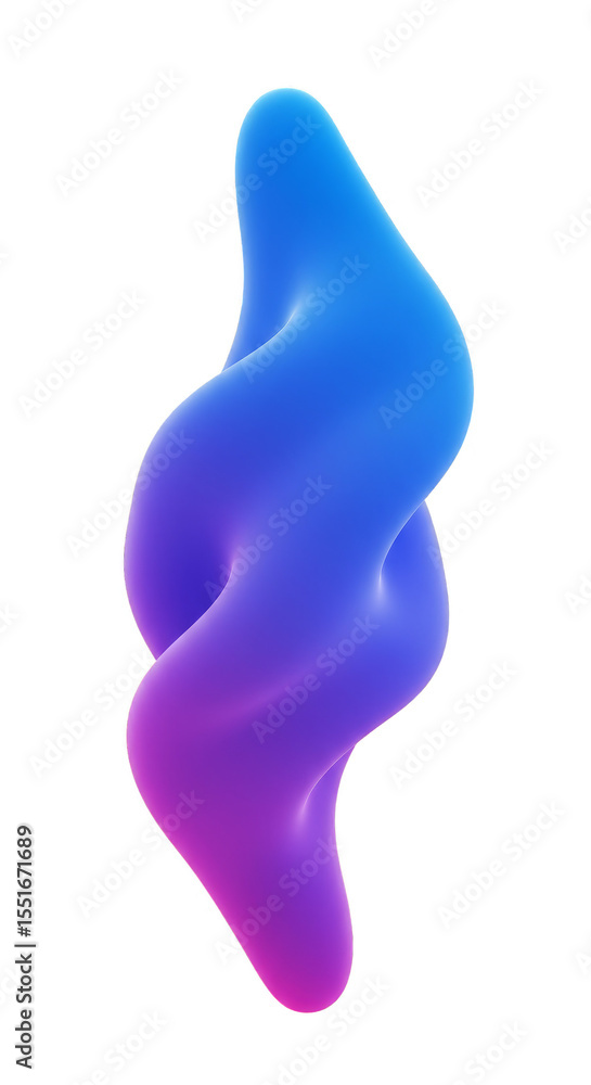 Fototapeta premium 3d Rendering Abstract Wavy Gradient Form With Soft Iridescent Blob