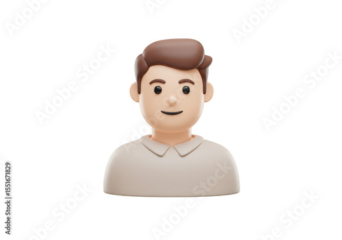 Wallpaper Mural 3D Render of Smiling Young Man Cartoon Avatar Character on Transparent Torontodigital.ca