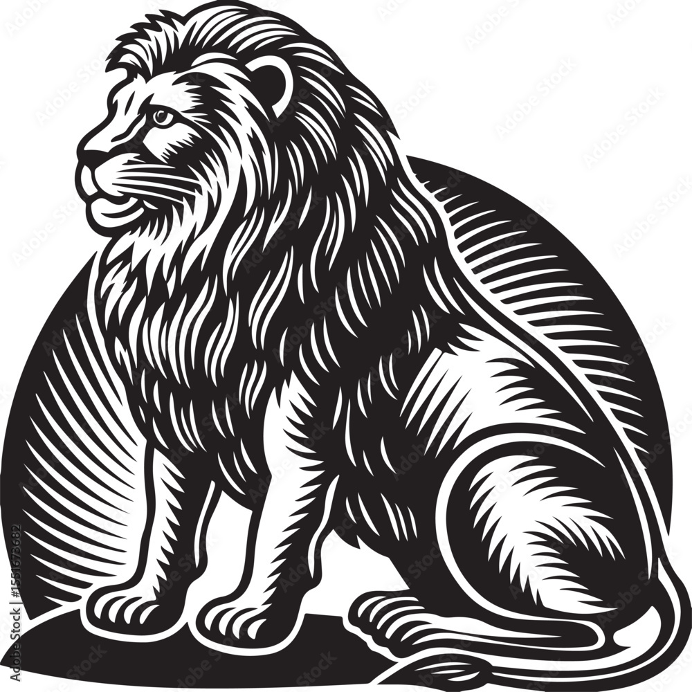 custom made wallpaper toronto digitalBlack and white cartoon vector illustration of a wild lion head, perfect for a tribal tattoo design or powerful animal logo