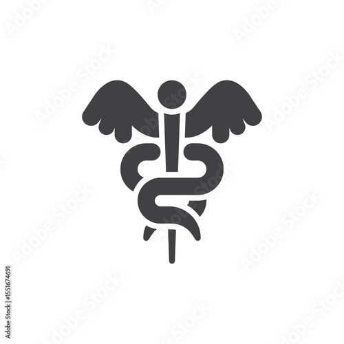 Caduceus medical symbol solid icon