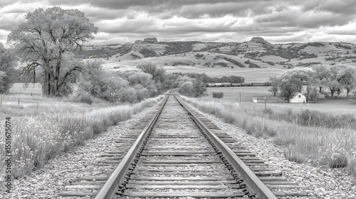 Wallpaper Mural Railroad Tracks Leading to Scenic Badlands Torontodigital.ca