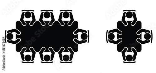 businessmen at a round table. Office Chair. Meeting rooms concept. Table for business meetings. Brainstorming and teamwork. Conference hall icon. Office workers during the meeting. Table and chairs.