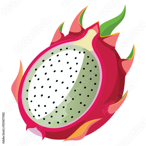 Dragon fruit half with seeds