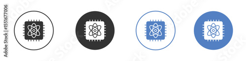 Quantum computing icon symbol set. vector graphic design
