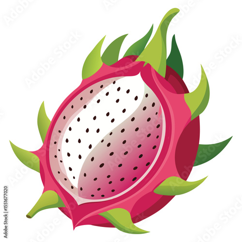 Dragon fruit half with seeds