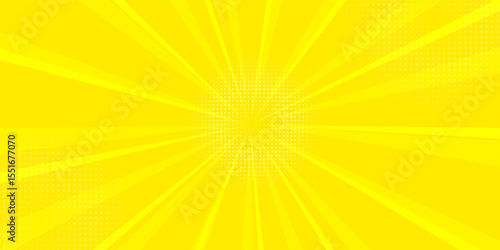 Pop art background. Pattern yellow colored. Comic sunbeam background. Vector illustration. EPS 10