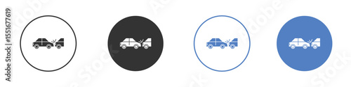 Rear end collision icon symbol set. vector graphic design