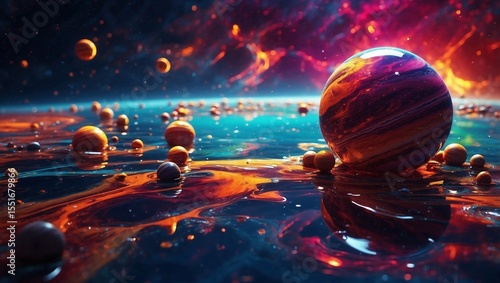 Space Reflections Dance Across Liquid Realm