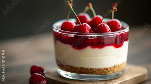 Wallpaper Mural 91. High-resolution product photo of cherry topped cheesecake in glass Torontodigital.ca