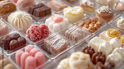 100. Retail-ready photo of assorted bakery sweets in clear clamshell packaging