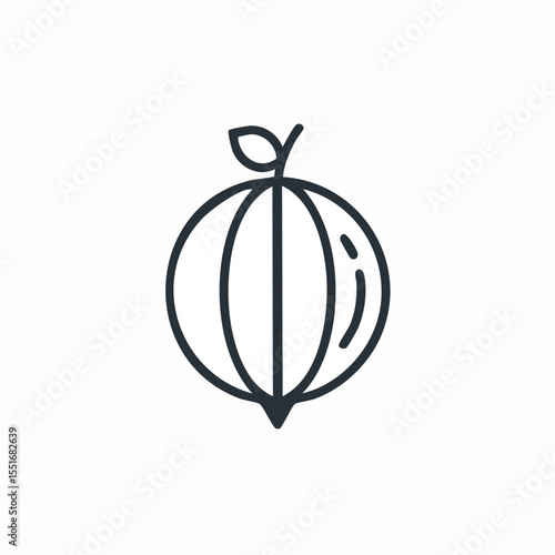 Minimal Flat Vector of Gooseberry with Bold Outline, Clean and Modern Design Isolated