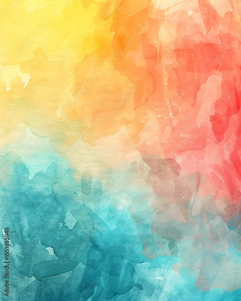 Fototapeta premium abstract background with gradient blue, red and yellow. watercolor paint texture. dye heel. vertical background.