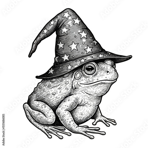 Wallpaper Mural Cartoon Illustration of Frog Wizard Wearing Starry Hat on Transparent Torontodigital.ca