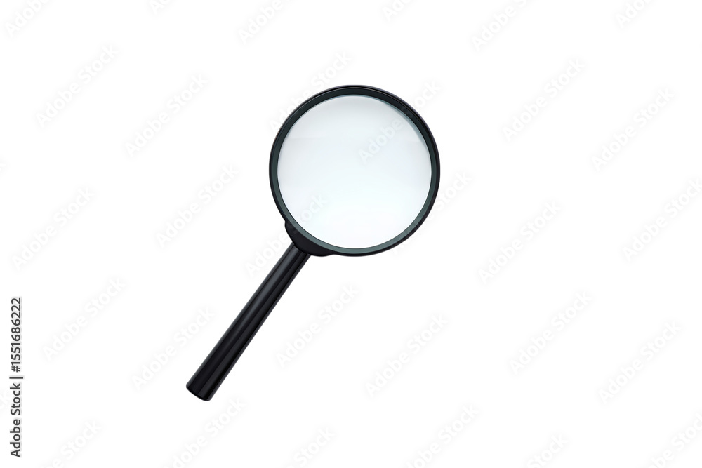 A black magnifying glass is isolated on transparent background A black magnifying glass is isolated on transparent background