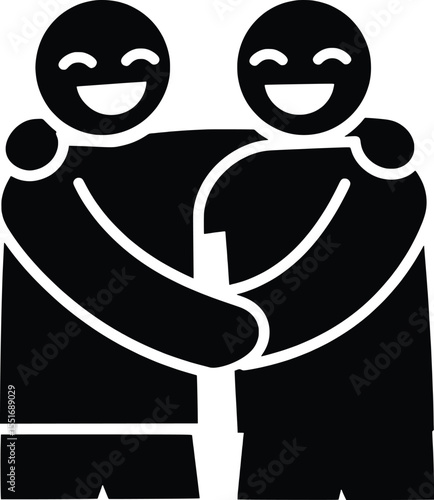 Friendship Joke Vector Illustration, Two Happy Characters Embracing, Fun Environment, Playful Concept