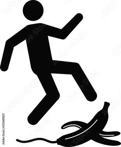 Slipping on a Banana Peel, Humorous Vector Illustration, Fun Concept, Playful Environment, Creative Joke