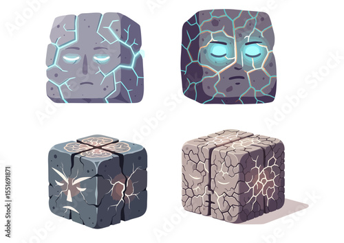 Animated stone block with glowing brain-like cracks, symbolizing quiet inner power