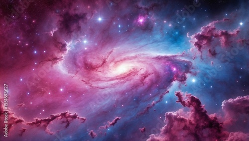 Vibrant Galaxy Floats on White Background