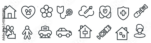 collection icons including car house with tool middle