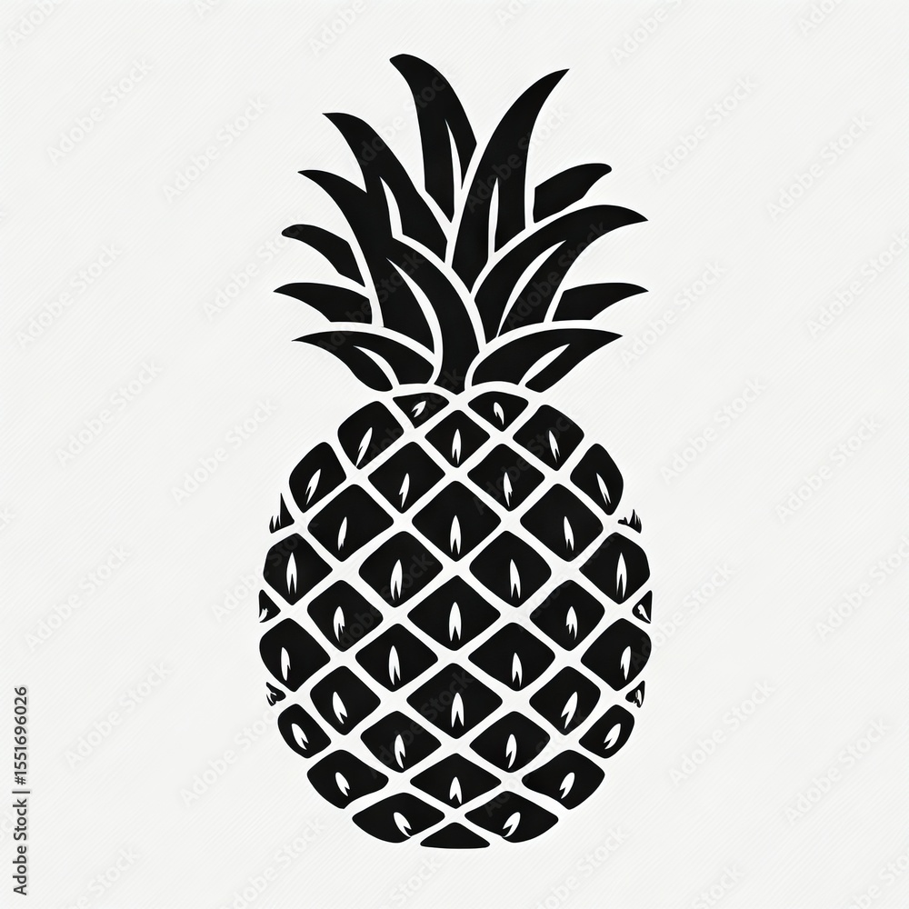 Obraz premium A stylized pineapple graphic is presented with intricate details and rich texture set against a clean background, embodying tropical vibes and freshness in design