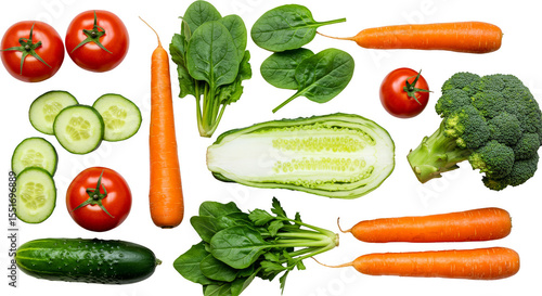 Fresh Vegetables Background Featuring Tomatoes Cucumbers and Carrots